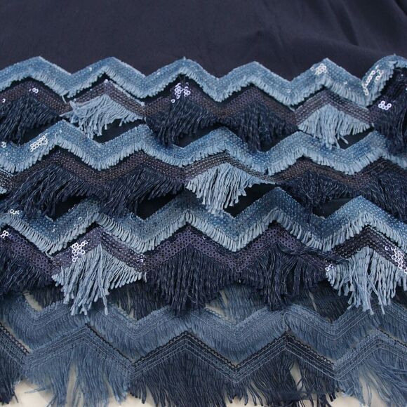 Anthropologie Maeve Navy Blue Fringe Sequin Trim Tank Dress Womens Sz 2 - Picture 5 of 7